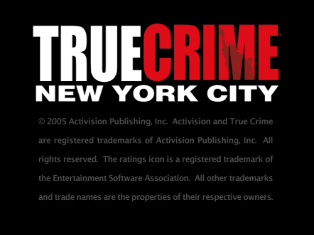 True Crime New York City title screen for Gamecube