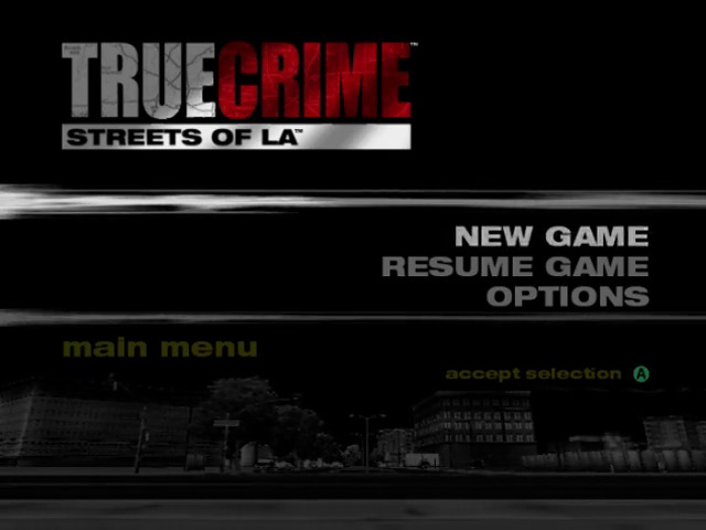 True Crime Streets of LA [Player's Choice] title screen for Gamecube