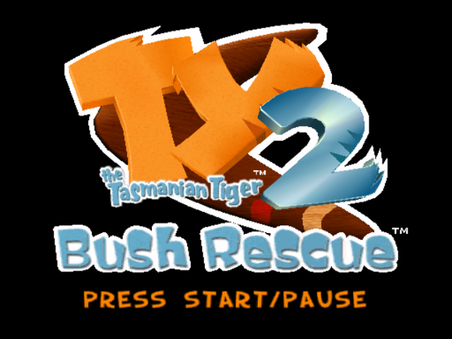Ty the Tasmanian Tiger 2 Bush Rescue title screen for Gamecube