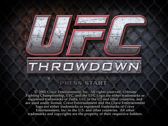 UFC Throwdown title screen for Gamecube