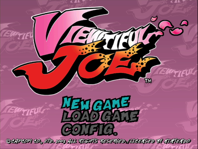 Viewtiful Joe title screen for Gamecube