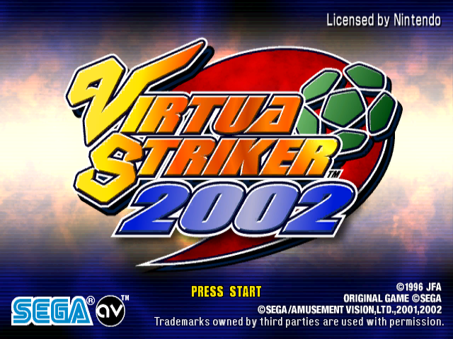 Virtua Striker 2002 title screen for Gamecube