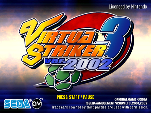 Virtua Striker 3 ver. 2002 title screen for Gamecube