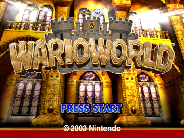 Wario World title screen for Gamecube