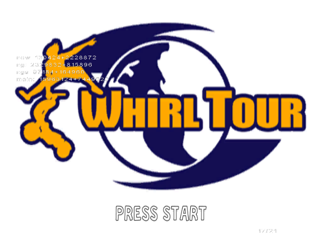 Whirl Tour title screen for Gamecube
