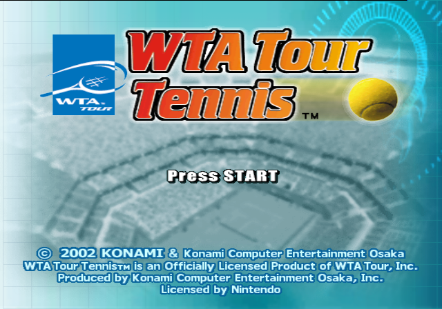 WTA Tour Tennis title screen for Gamecube