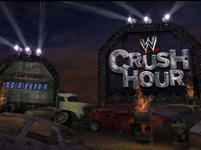 WWE Crush Hour title screen for Gamecube