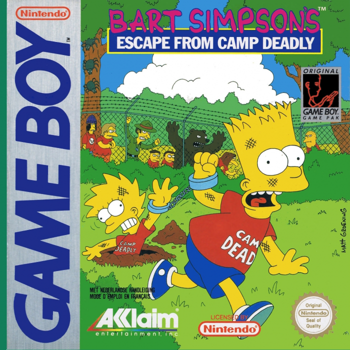 Bart Simpson's Escape from Camp Deadly box art for GameBoy
