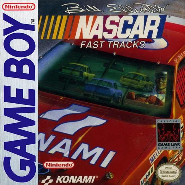 Bill Elliott's NASCAR Fast Tracks box art for GameBoy