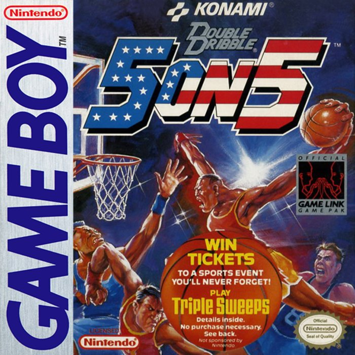 Double Dribble 5 on 5 box art for GameBoy
