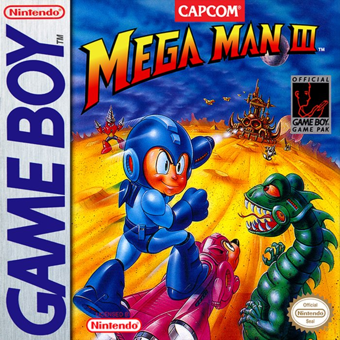 Mega Man 3 box art for GameBoy