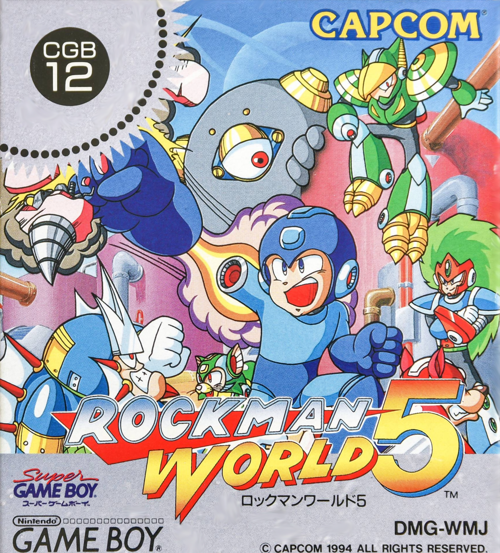 Rockman World 5 box art for GameBoy