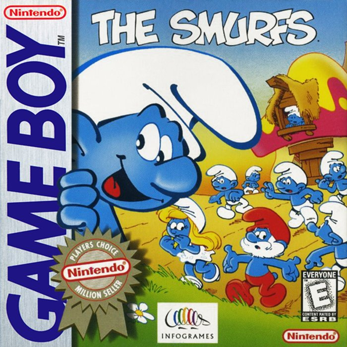 The Smurfs box art for GameBoy