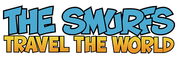 The Smurfs Travel the World logo for GameBoy