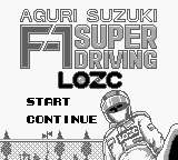 Aguri Suzuki F-1 Super Driving title screen for GameBoy