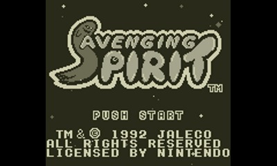 Avenging Spirit title screen for GameBoy