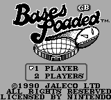 Bases Loaded title screen for GameBoy