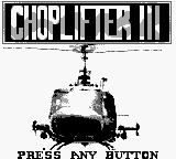 Choplifter III title screen for GameBoy