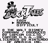Duck Tales title screen for GameBoy