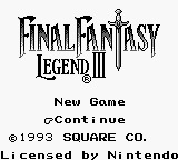 Final Fantasy Legend 3 title screen for GameBoy