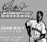 Ken Griffey, Jr. Presents Major League Baseball title screen for GameBoy