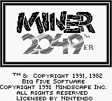 Miner 2049er title screen for GameBoy