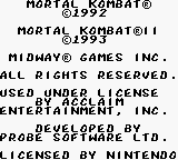 Mortal Kombat I & II title screen for GameBoy