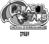 Parasol Stars: Rainbow Islands II title screen for GameBoy