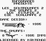 The Smurfs Travel the World title screen for GameBoy