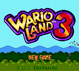 Wario Land 3 title screen for GameBoy