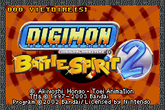 Digimon Battle Spirit 2 title screen for GameBoy Advance