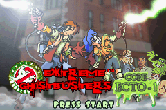 Extreme Ghostbusters title screen for GameBoy Advance