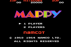 Famicom Mini: Mappy title screen for GameBoy Advance