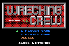 Famicom Mini: Wrecking Crew title screen for GameBoy Advance