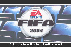 FIFA Football 2004 title screen for GameBoy Advance