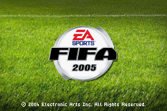 FIFA Football 2005 title screen for GameBoy Advance