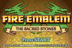 Fire Emblem Sacred Stones title screen for GameBoy Advance