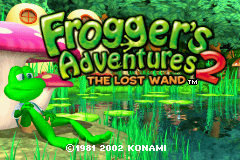 Frogger's Adventures 2: The Lost Wand title screen for GameBoy Advance