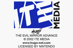 Hugo The Evil Mirror title screen for GameBoy Advance
