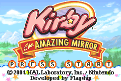 Kirby The Amazing Mirror title screen for GameBoy Advance