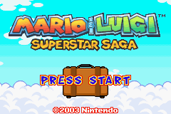 Mario and Luigi Superstar Saga title screen for GameBoy Advance