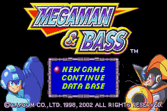 Mega Man and Bass title screen for GameBoy Advance