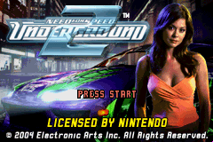 Need for Speed: Underground 2 title screen for GameBoy Advance