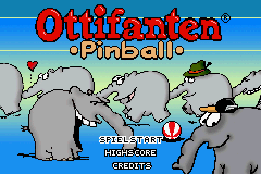 Ottifanten Pinball title screen for GameBoy Advance