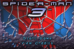 Spiderman 3 title screen for GameBoy Advance