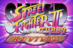 Super Street Fighter IIX Revival title screen for GameBoy Advance