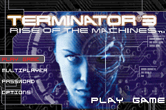 Terminator 3 Rise of the Machines title screen for GameBoy Advance