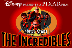 The Incredibles title screen for GameBoy Advance