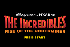 The Incredibles Rise of the Underminer title screen for GameBoy Advance
