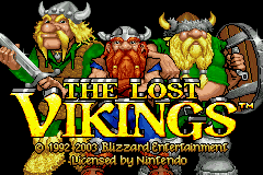 The Lost Vikings title screen for GameBoy Advance